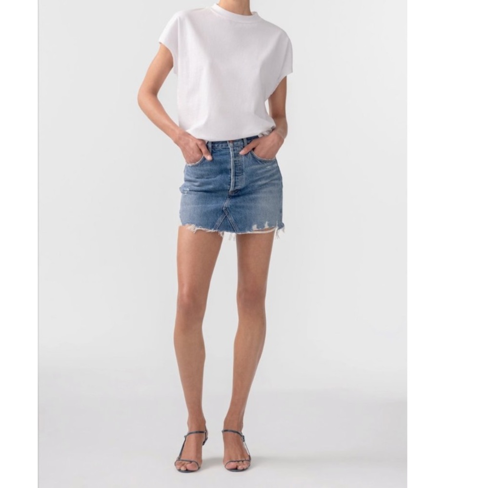 AGOLDE QUINN HIGH RISE MINI DENIM SKIRT 30